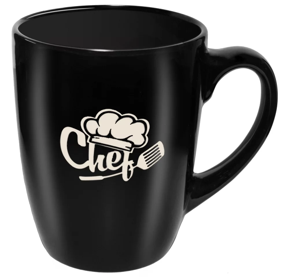 Mug noir brillant de 12 oz - Gravé