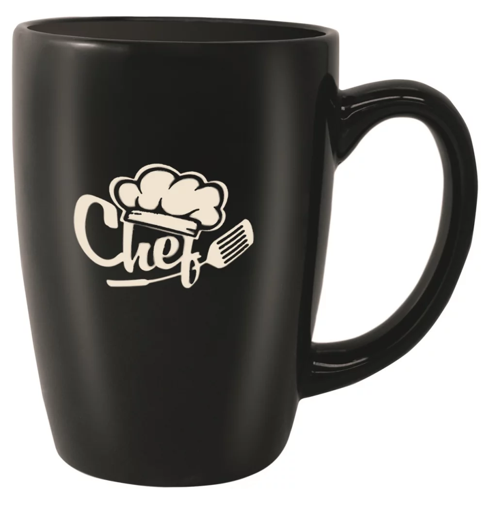 Houston 16oz gloss black ceramic mug - Etched