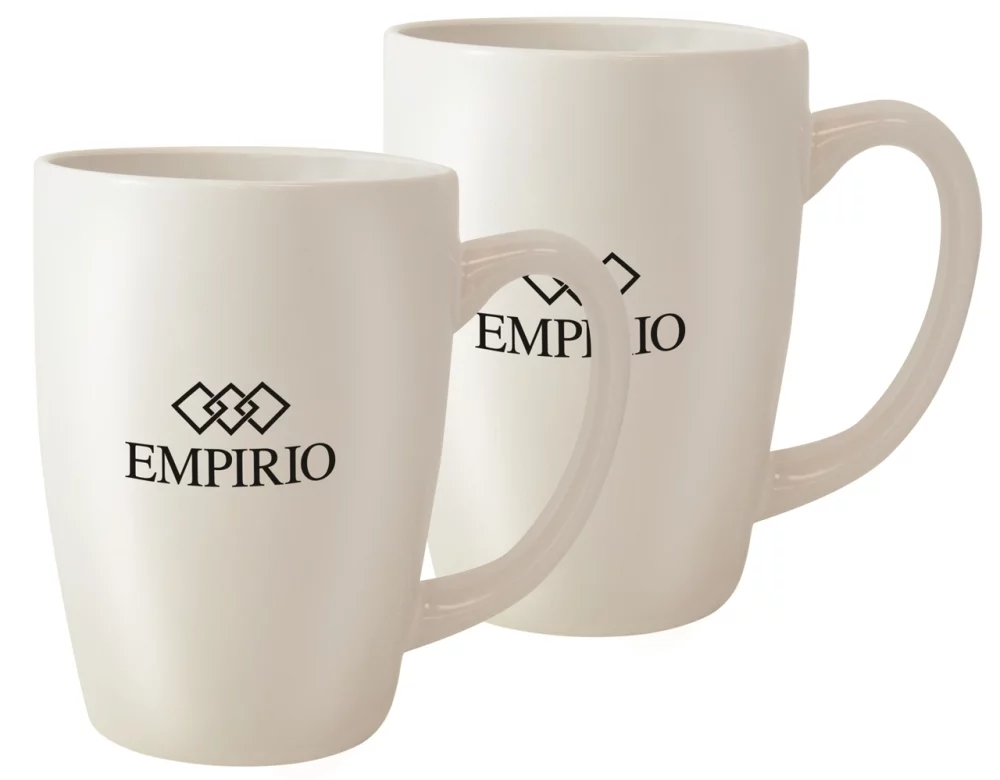 ~ Houston 16oz gloss white ceramic mug set of 2 in Jet gift box