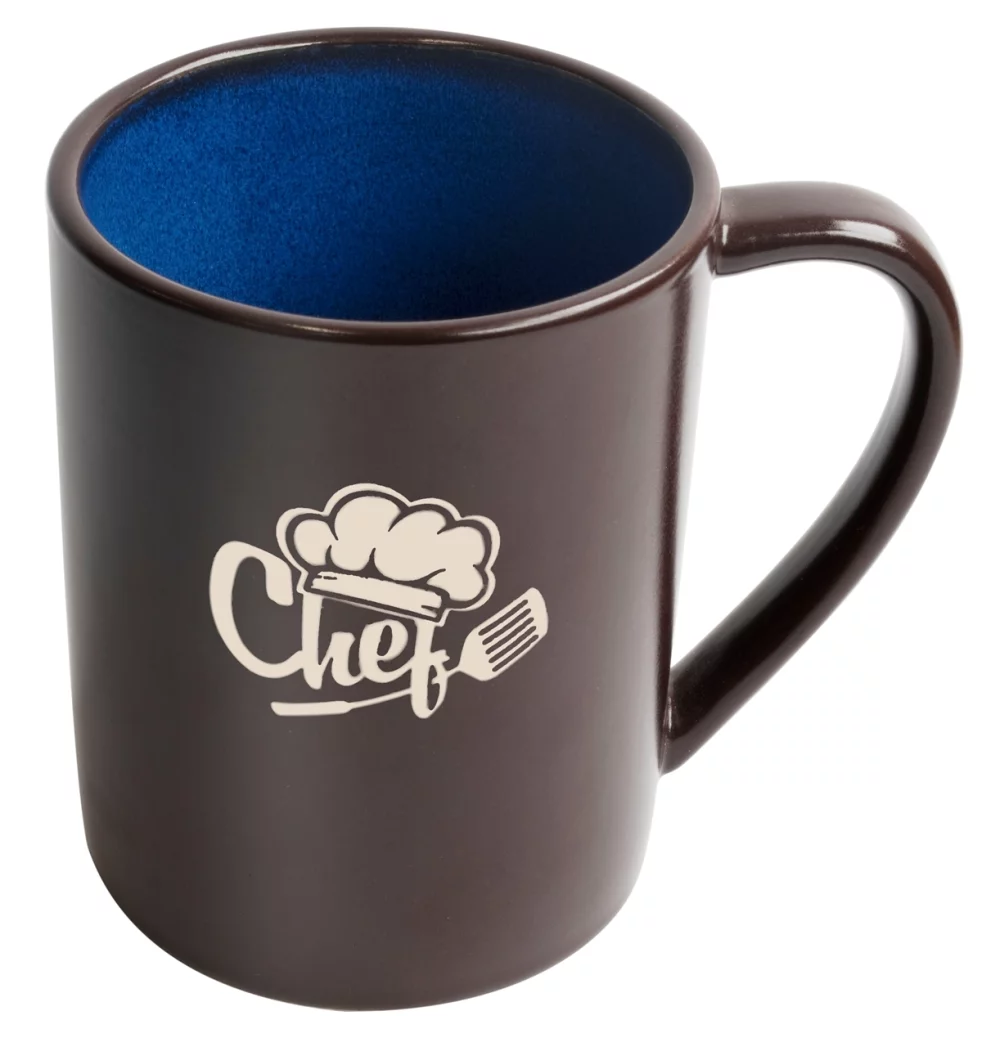 Tasse Au Chocolat 17oz bicolore marron/bleu - Gravée