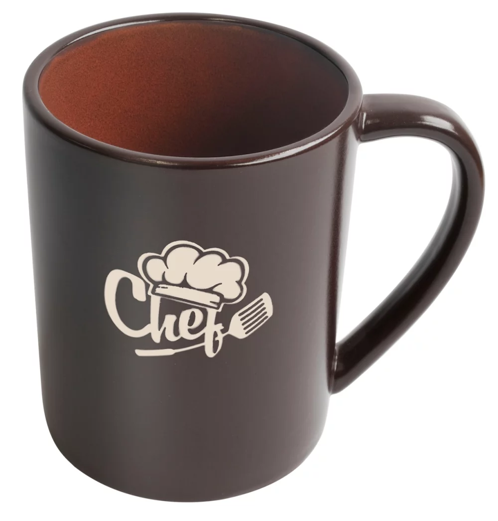 Tasse bicolore marron/rouge de 17 oz "Au Chocolat" - Gravée