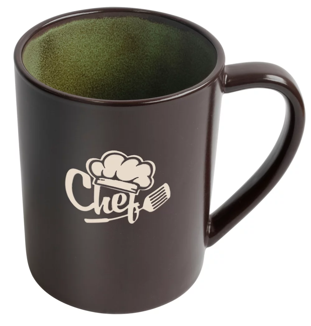 Tasse Au Chocolat 17oz bicolore marron/vert - Gravée