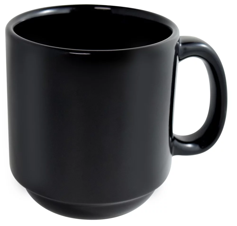 MacKenzie 12oz black stackable mug