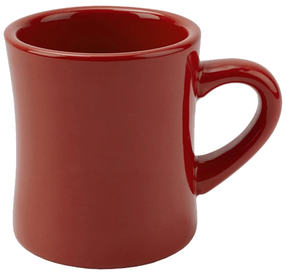Diner 10oz red mug vitrified - Etched