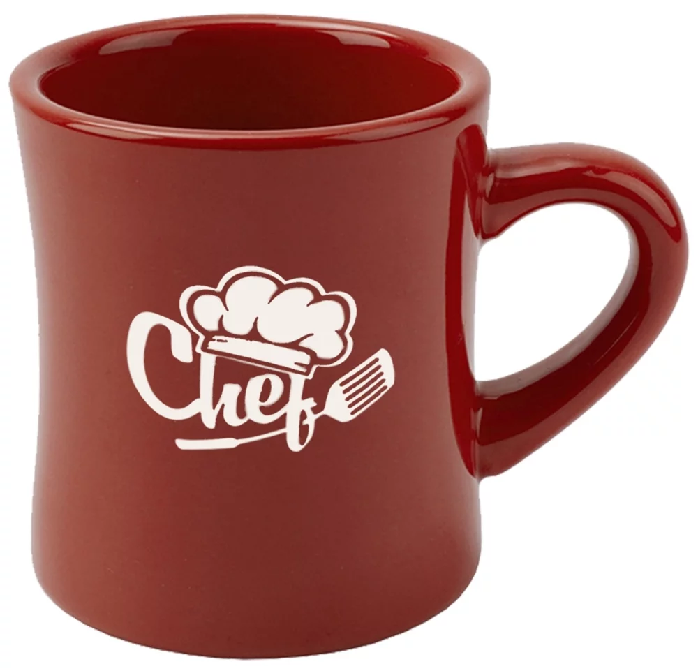 Dîner 10oz tasse rouge vitrifiée - Gravée