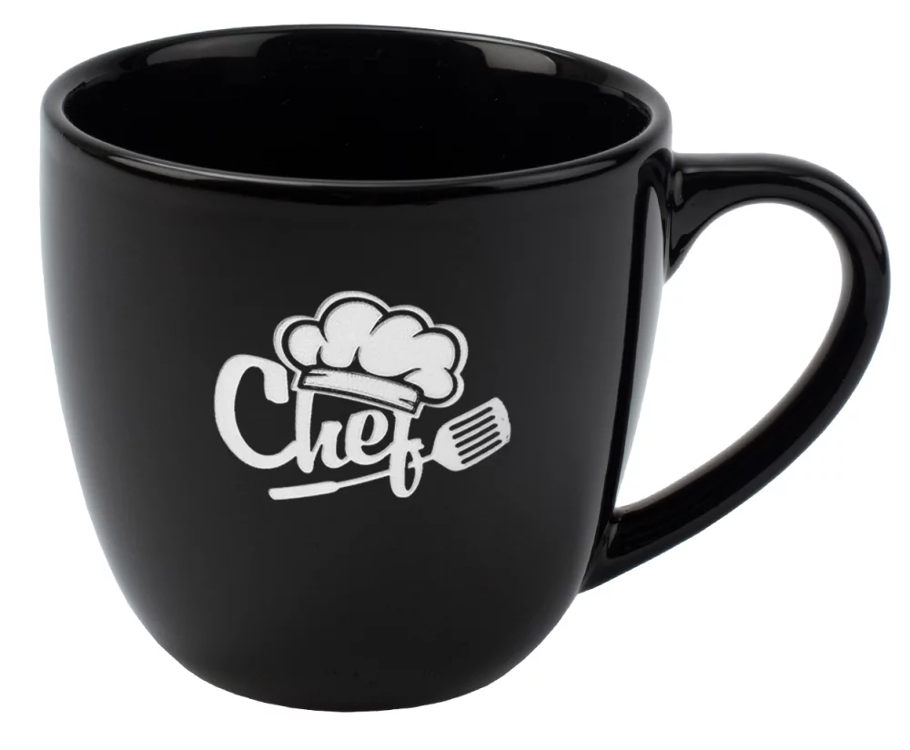Cappuccino 16oz tasse noire vitrifiée - Gravée
