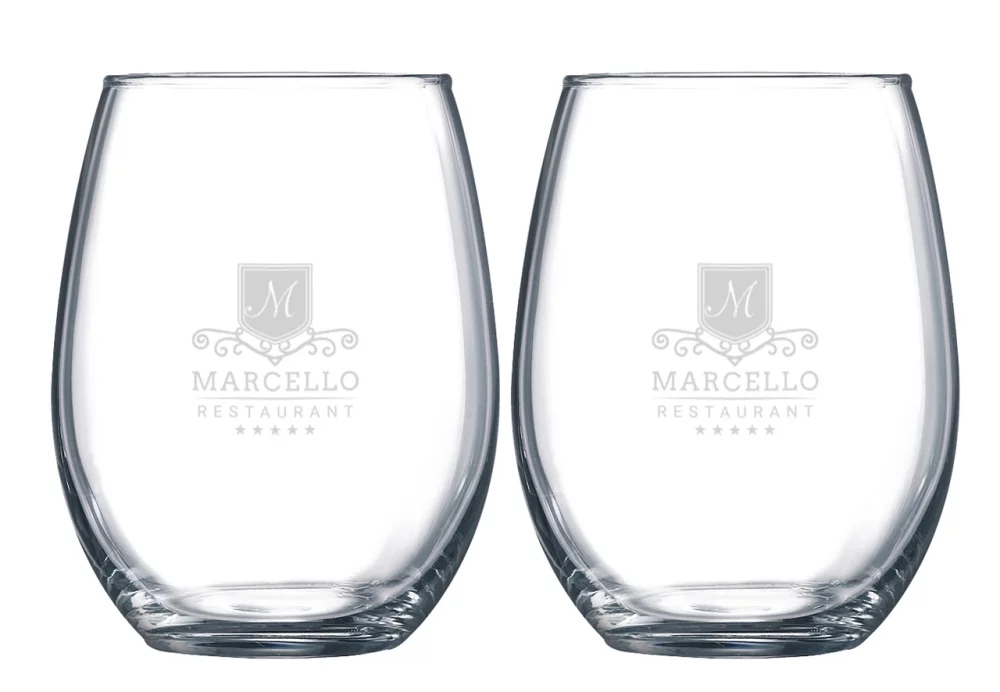 Verre à vin sans pied de 15 oz pour 2 personnes dans une boîte Mystique