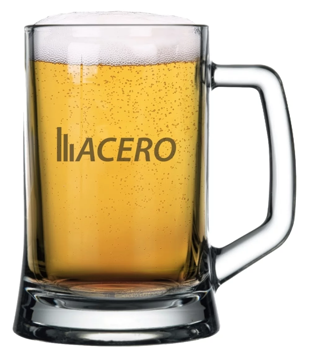 ~ Mainz 22oz heavy base clear glass handled mug - Bulk Packaging/ Pallet