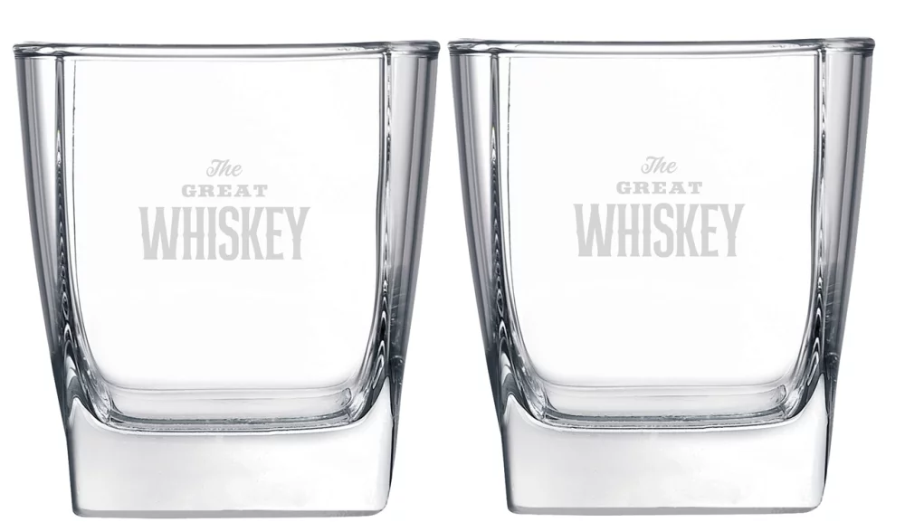 ~Square Mini 10.5oz glass Set of 2 in a Mystique gift box