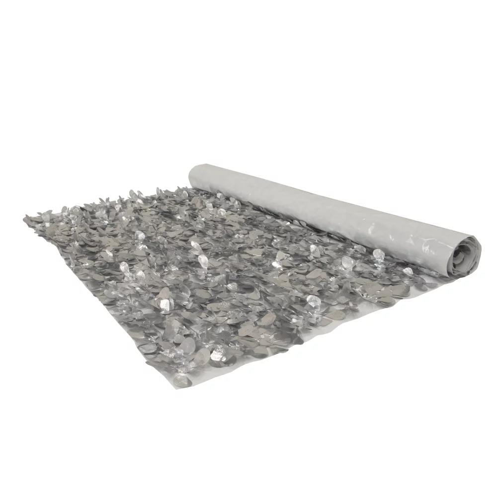 Embossed Silver and Standard White Floral Sheeting (5 yards)