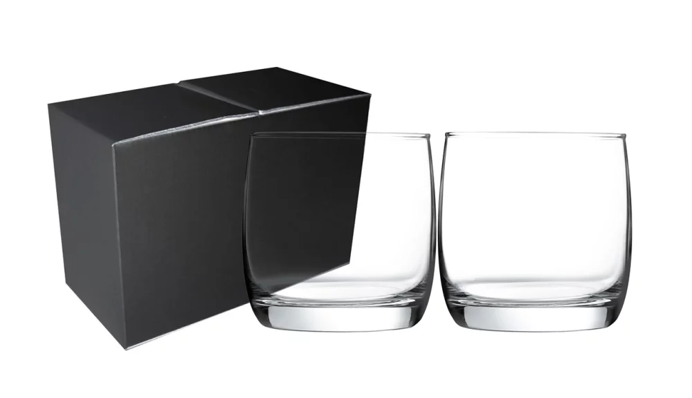 ~Nordic 10oz clear glass DOF S/2 in a Mystique black gift box