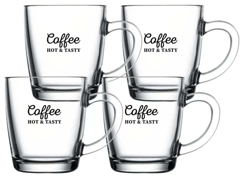Tasse Affogato en verre clair de 11 oz, ensemble de 4 dans une boîte cadeau Midnight.