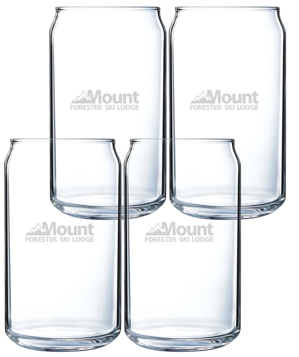 ~ Pop Can Tumbler 16oz clear glass S/4 in Midnight gift box