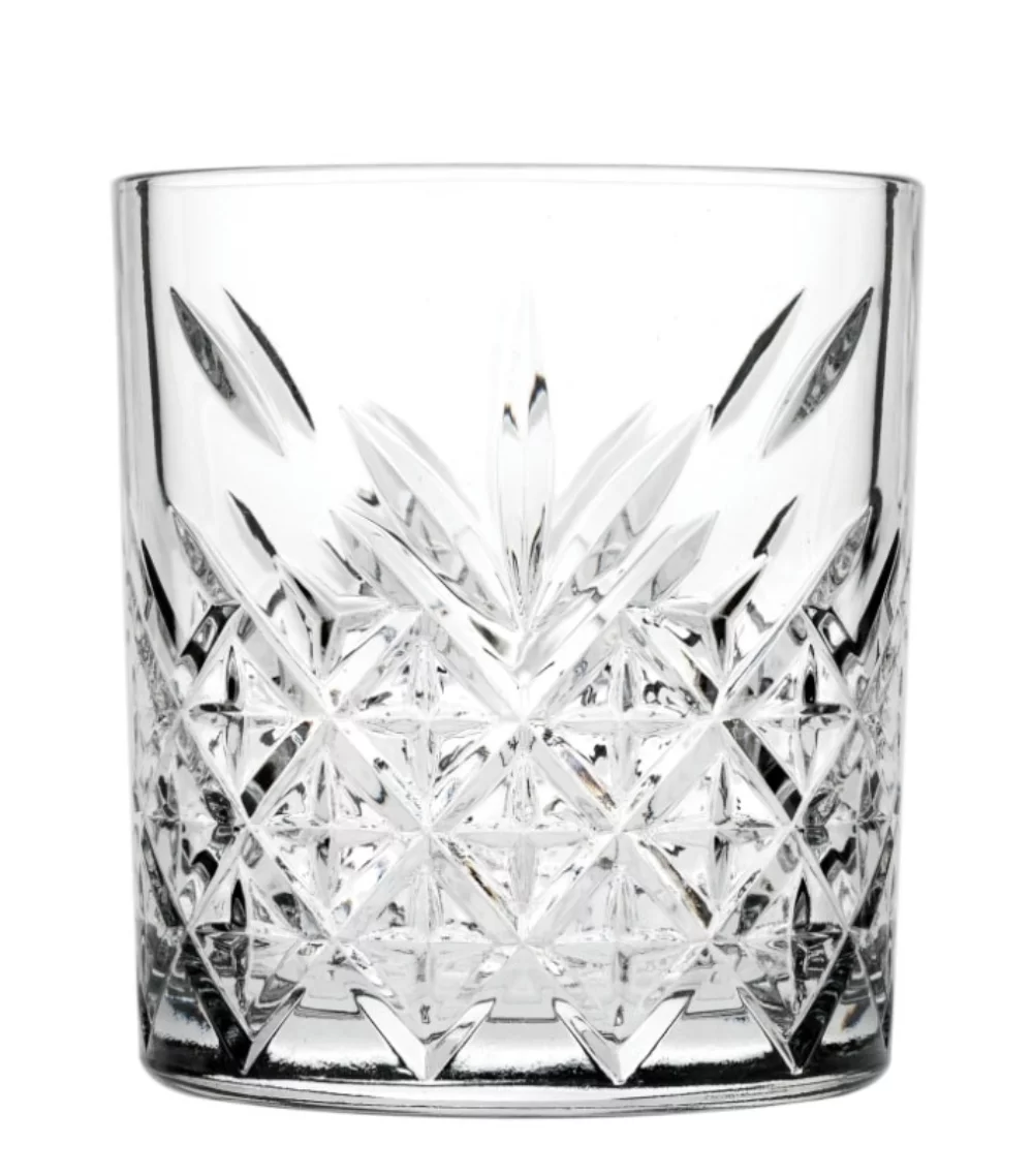 Verre à whisky intemporel de 11,75 oz en verre transparent S/4 dans une boîte cadeau noire minuit