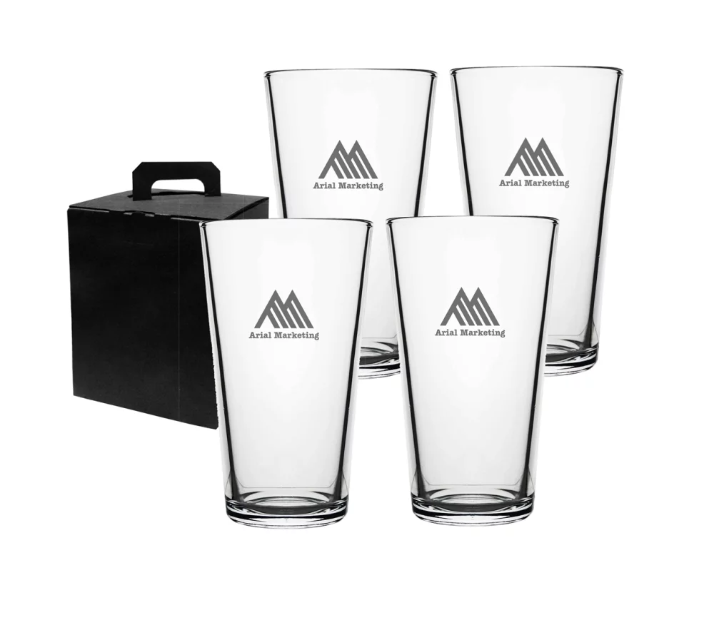 Vista, verre à mélanger transparent de 20 oz avec base lourde, ensemble de 4 dans une boîte cadeau Noir