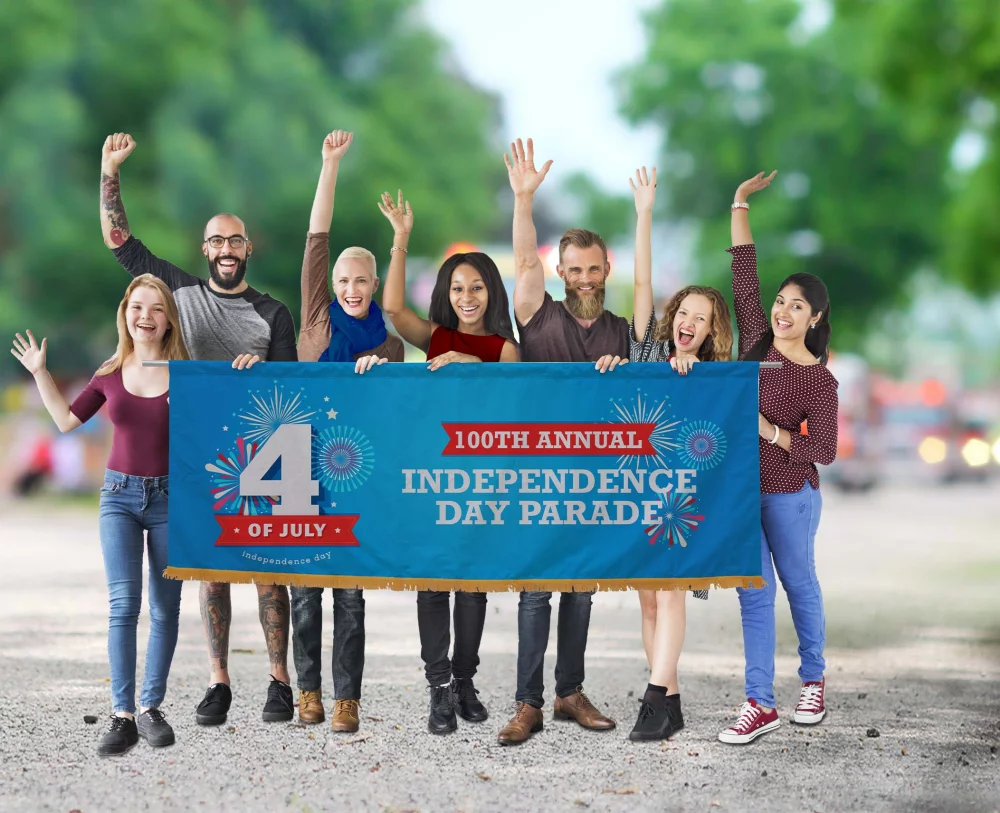 3' x 8' Parade Banner Straight Bottom Kit w/Gold Fringe