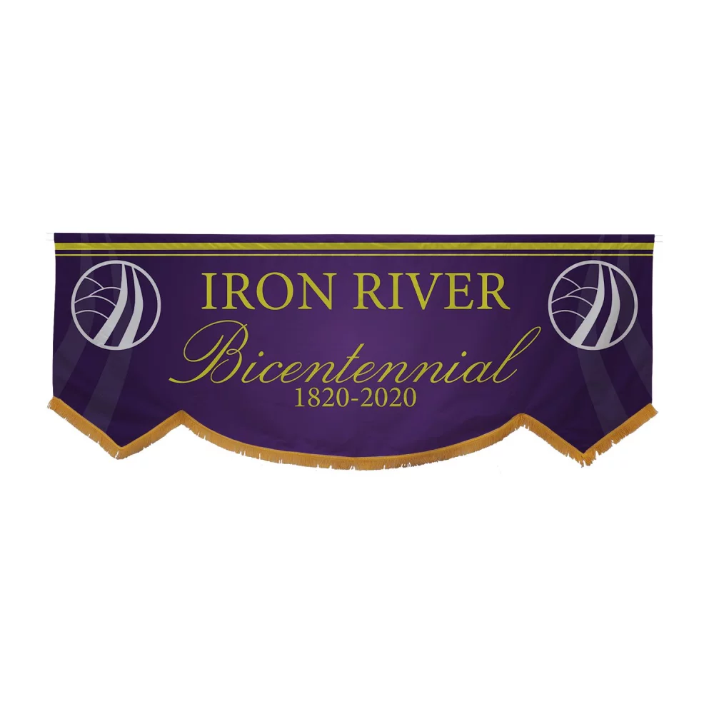 3' x 8' Parade Banner Scallop Bottom w/Gold Fringe