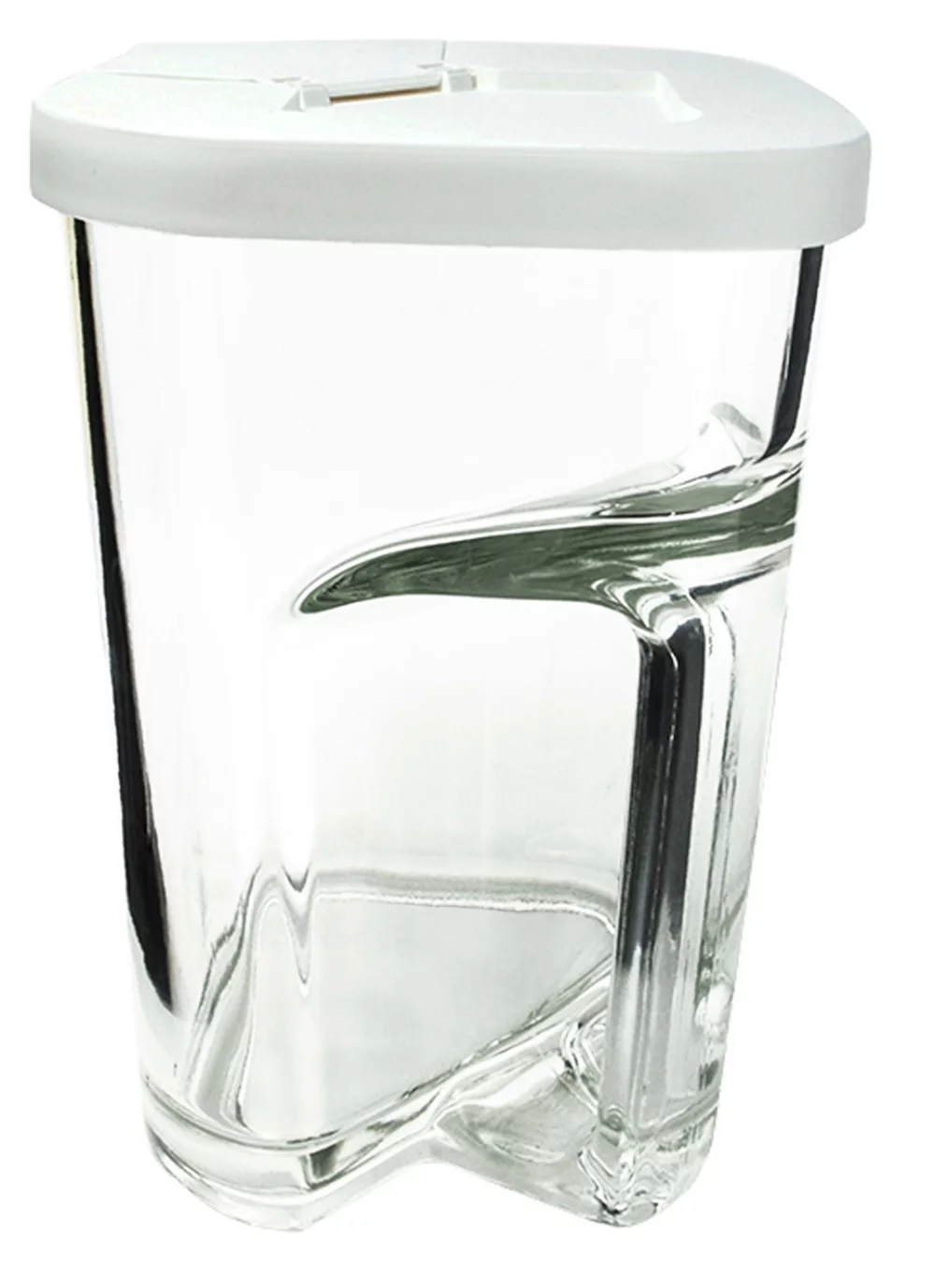 Cruche en verre transparent Calypso de 35,25 oz avec couvercle blanc.