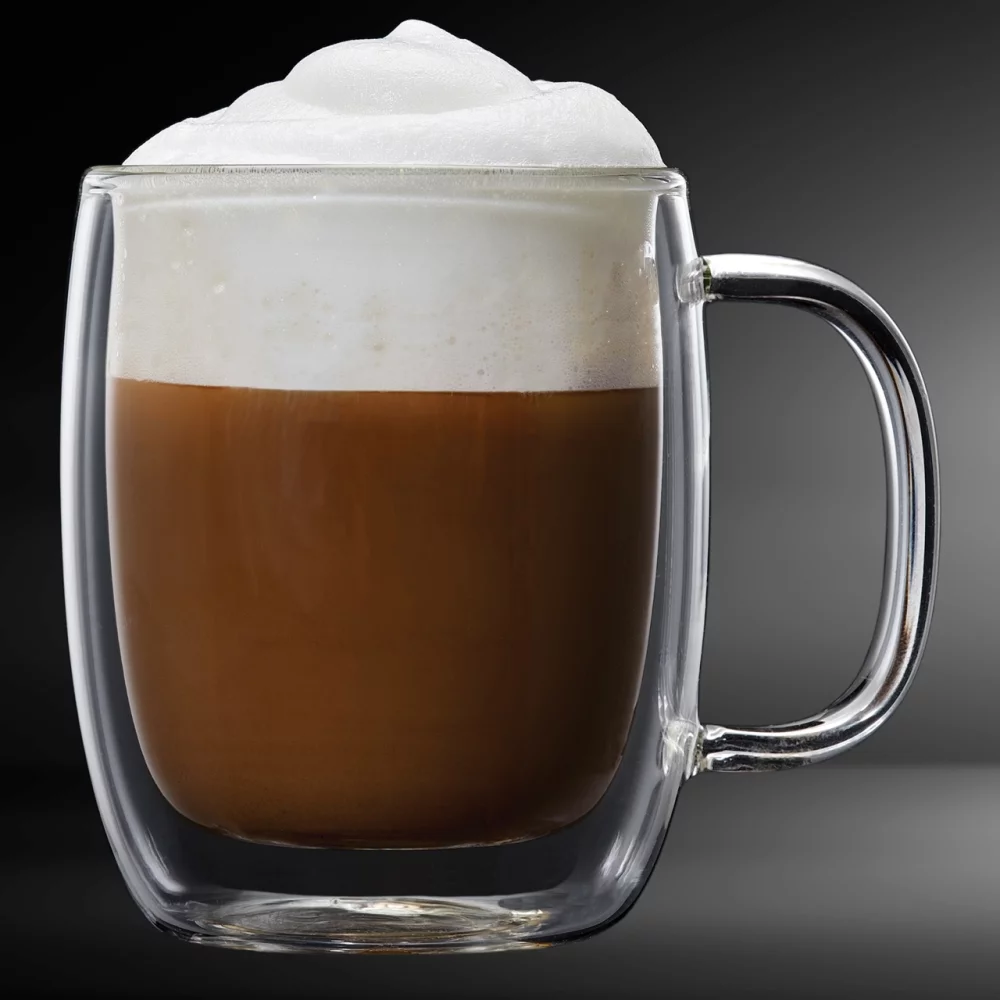 Collection Barista, tasse à cappuccino en verre borosilicaté transparent à double paroi de 8,8 oz