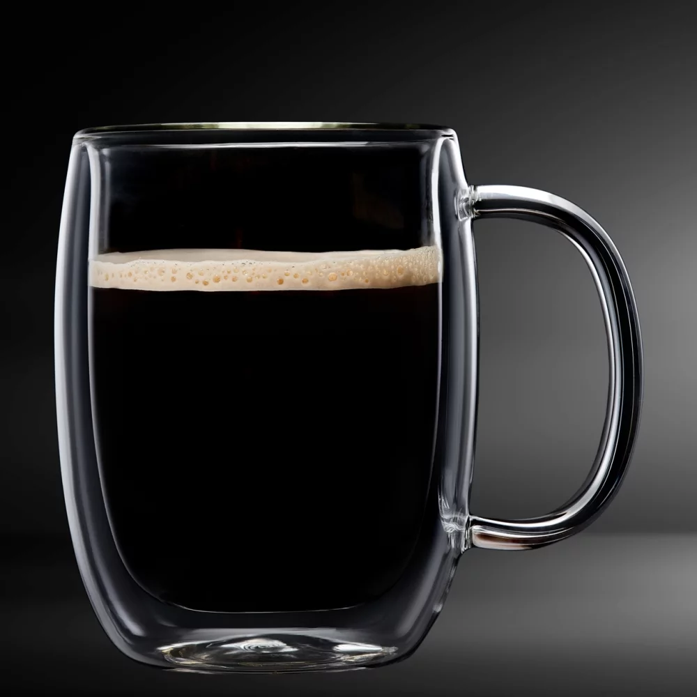 Collection Barista, tasse à Americano en verre borosilicaté transparent à double paroi de 12,3 oz