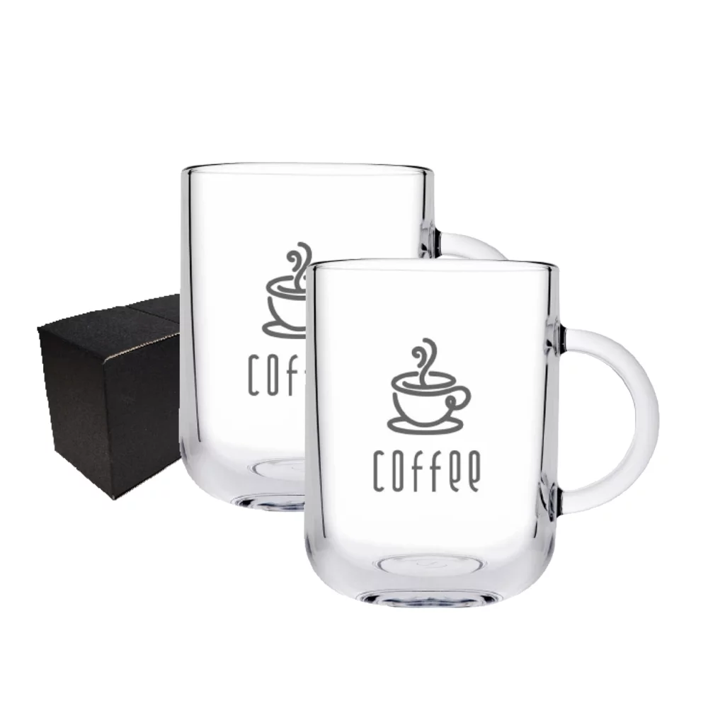Ionic, mug en verre transparent de 11 oz, ensemble de 2 dans une boîte cadeau Mystique