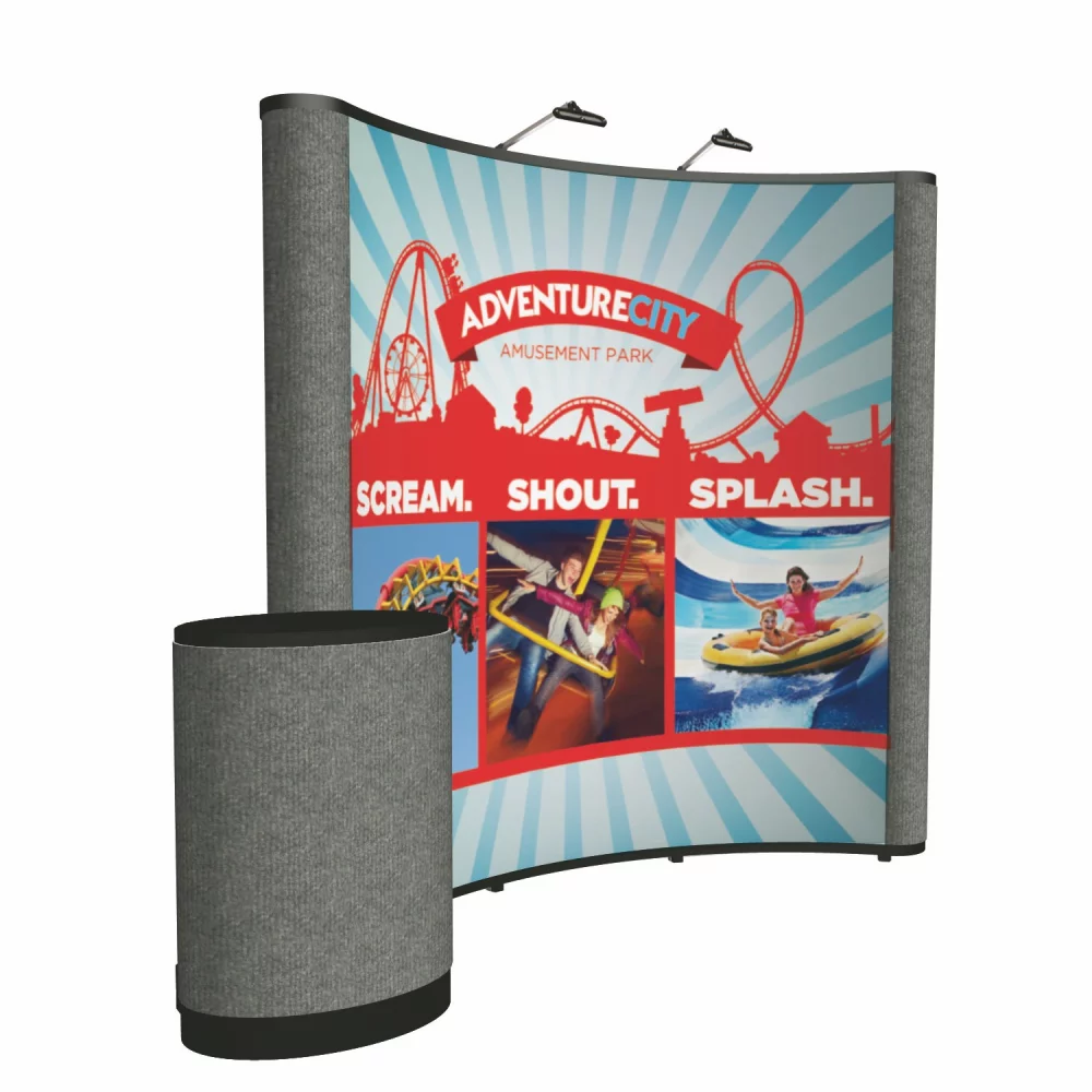 Kit d'affichage au sol courbé Show 'N Rise de 8' (mural avec tissu)