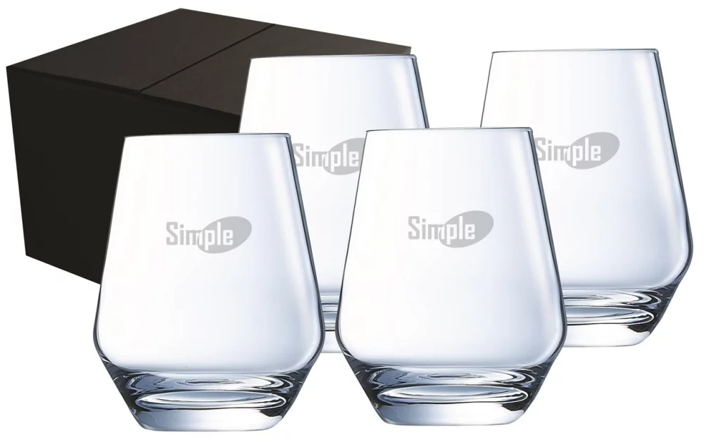 ~ Sorento 12.75oz Chef & Sommelier crystalline Stemless set of 4 in a Midnight gift box