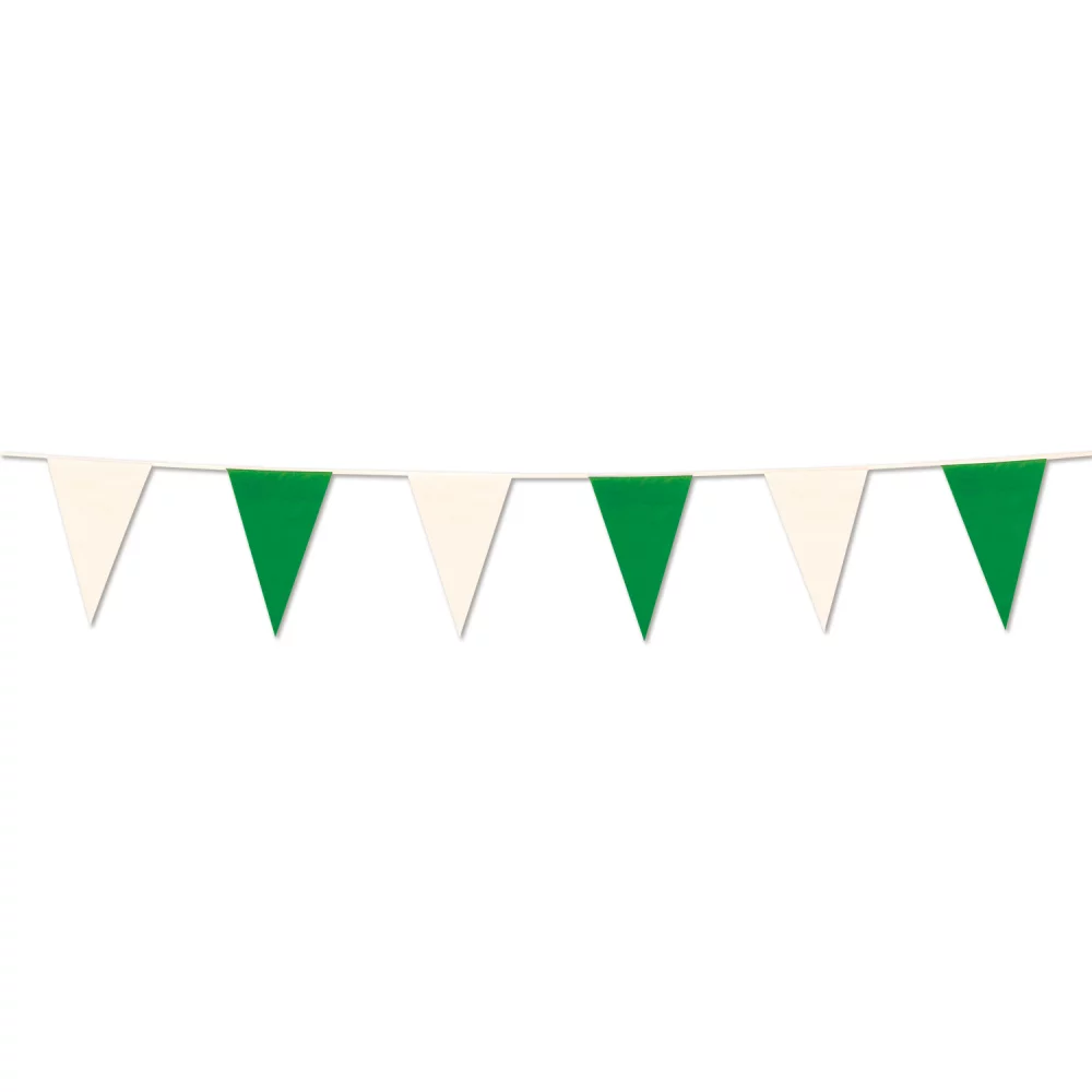 105' Green & White Pennant String