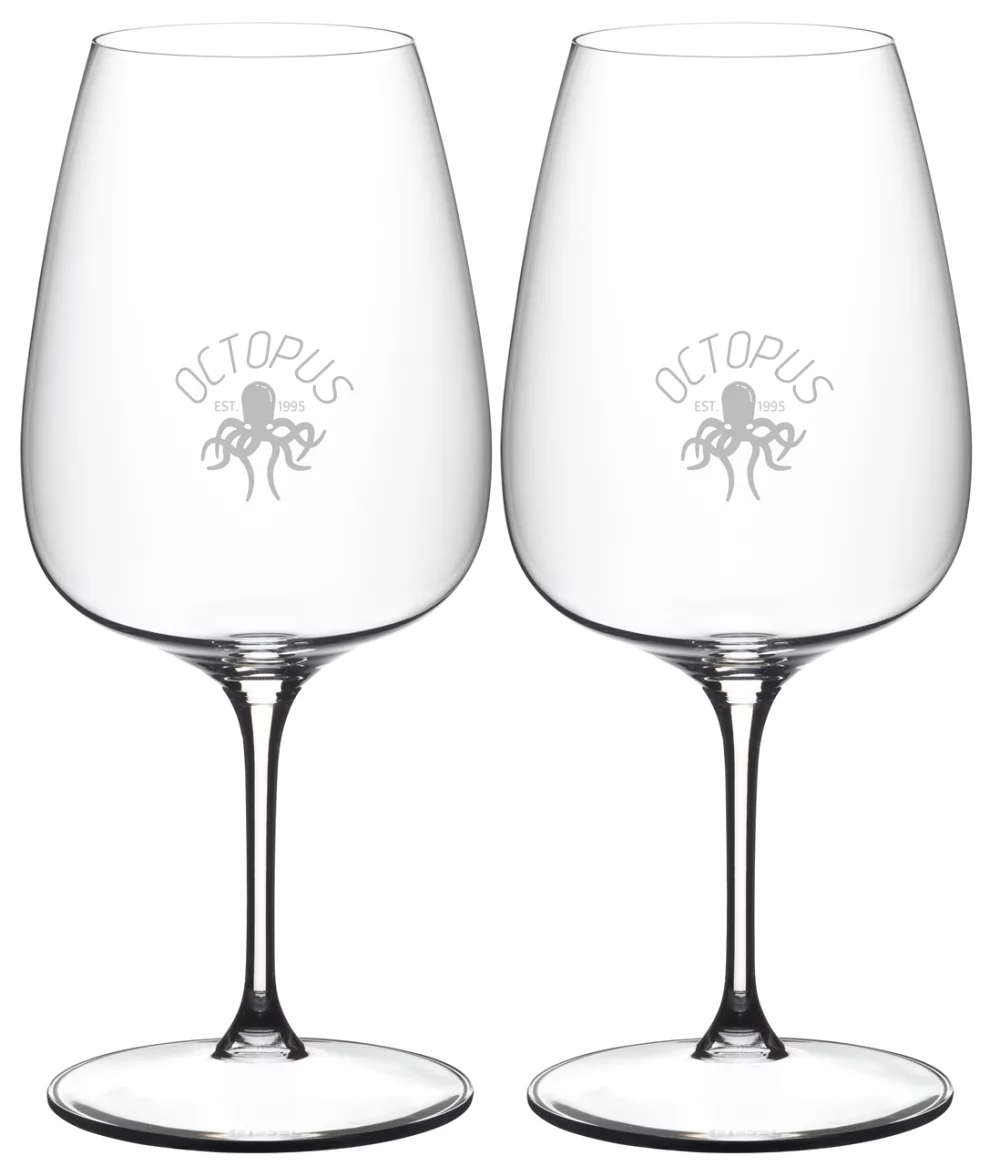 Verre à vin en cristal Riedel Grape Cabernet Merlot Cocktail 22 oz S/2 dans une boîte cadeau noire Shadow.
