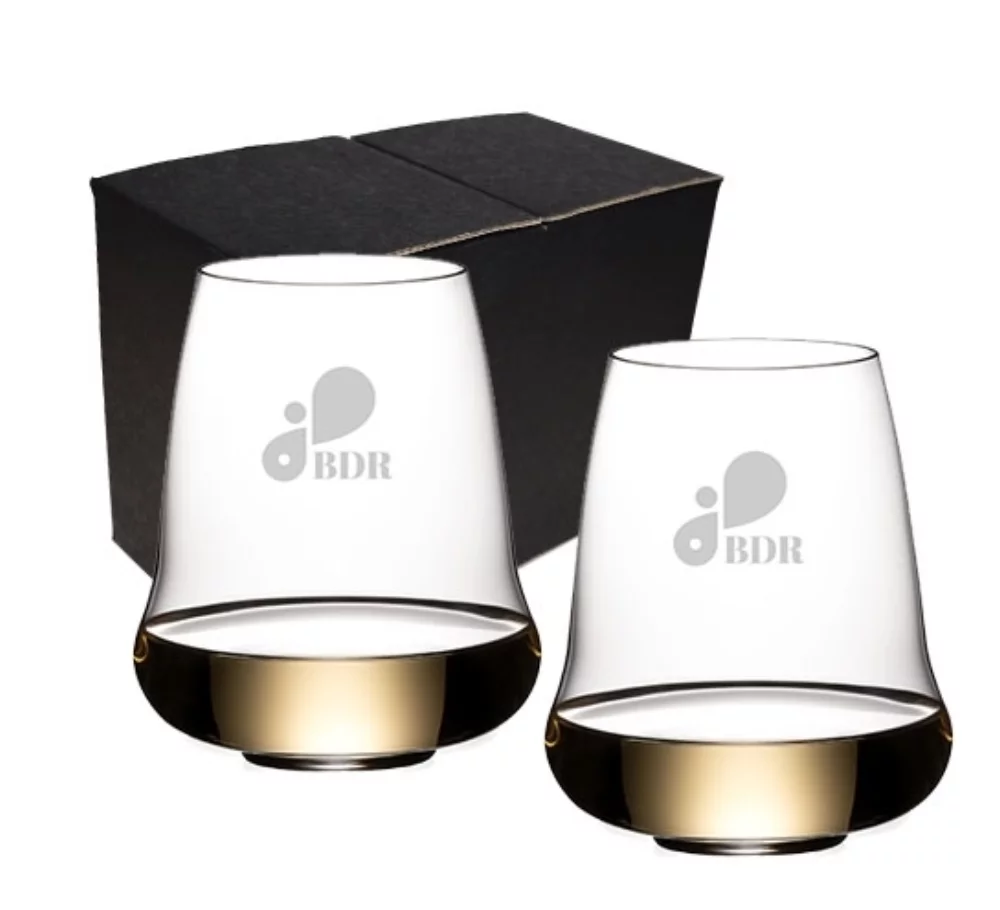 Riesling Stemless Wings, verre sans pied en cristal RIEDEL de 16,23 oz, ensemble de 2 dans une boîte cadeau noire Mystique.