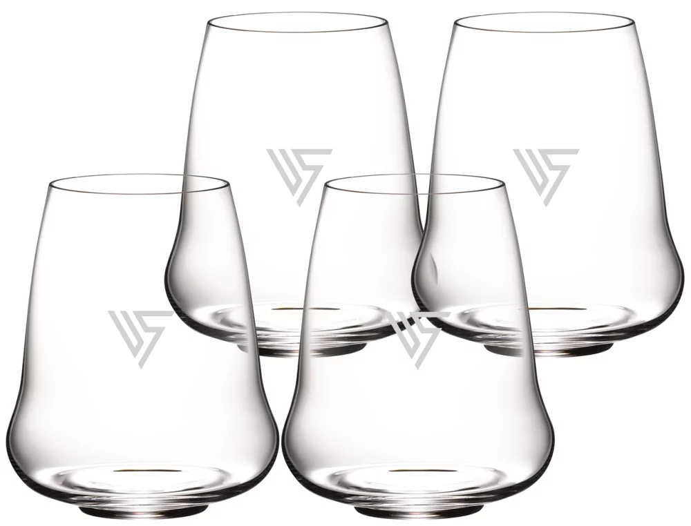 ~Stemless Wings Riesling, 16.23oz RIEDEL crystal stemless glass S/4 in a Midnight black gift box