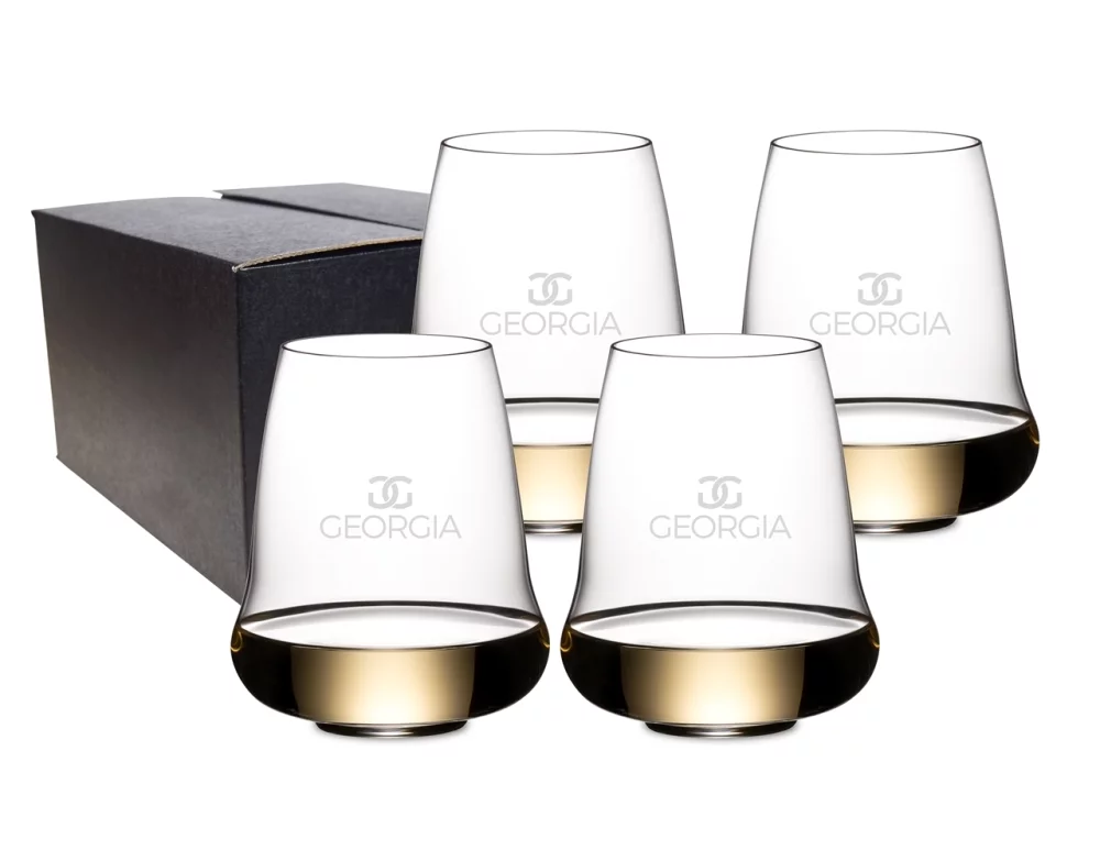 ~Stemless Wings Riesling, 16.23oz RIEDEL crystal stemless glass S/4 in a Midnight black gift box