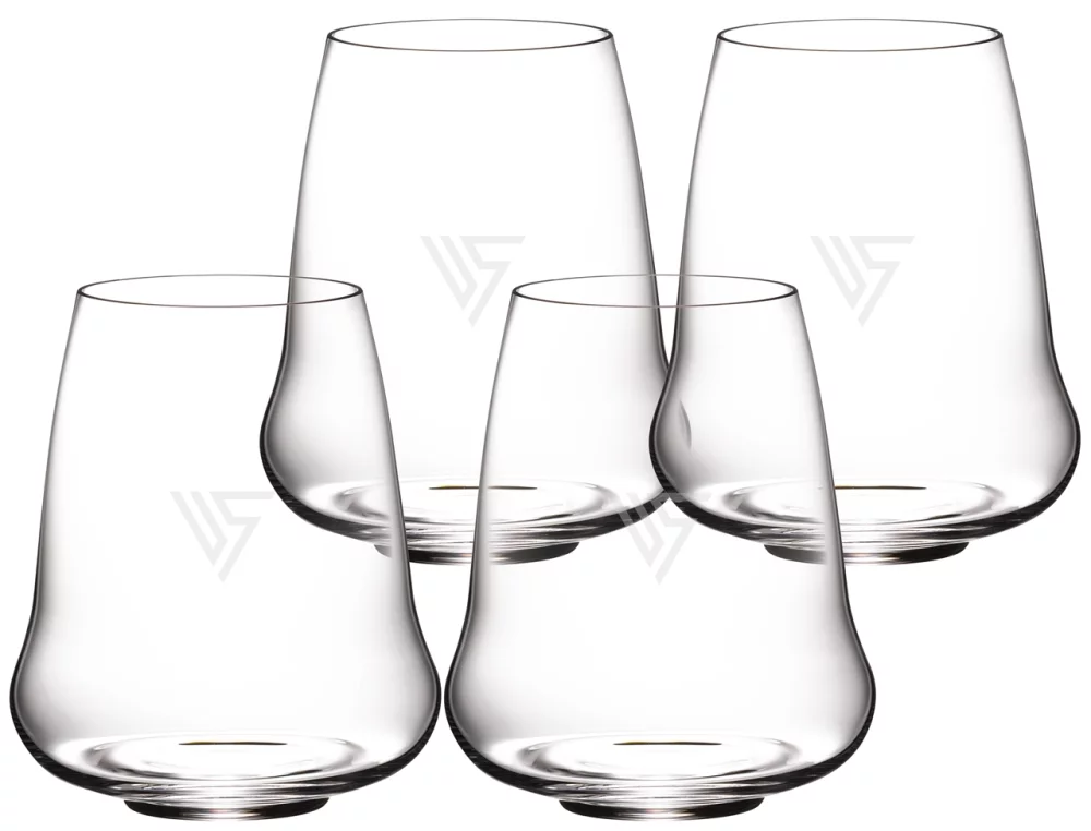 ~Stemless Wings Riesling, 16.23oz RIEDEL crystal stemless glass S/4 in a Midnight black gift box -Et