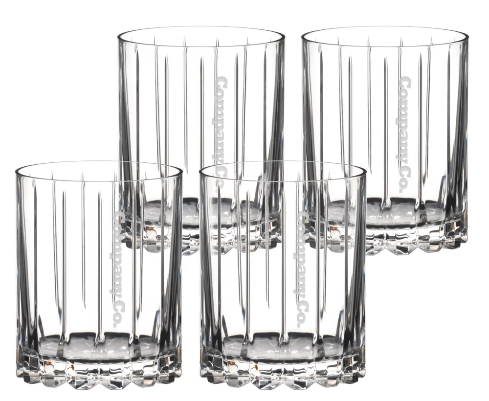 Verres à double rocks Riedel Drink Specific de 12,5 oz, ensemble de 4 dans une boîte cadeau Midnight.