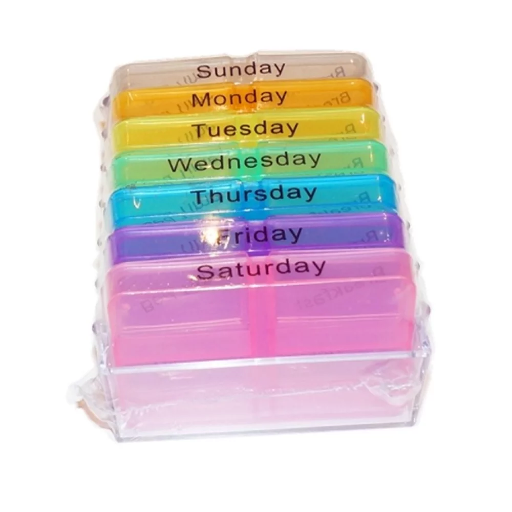 Distributeur de médicaments à 7 compartiments.