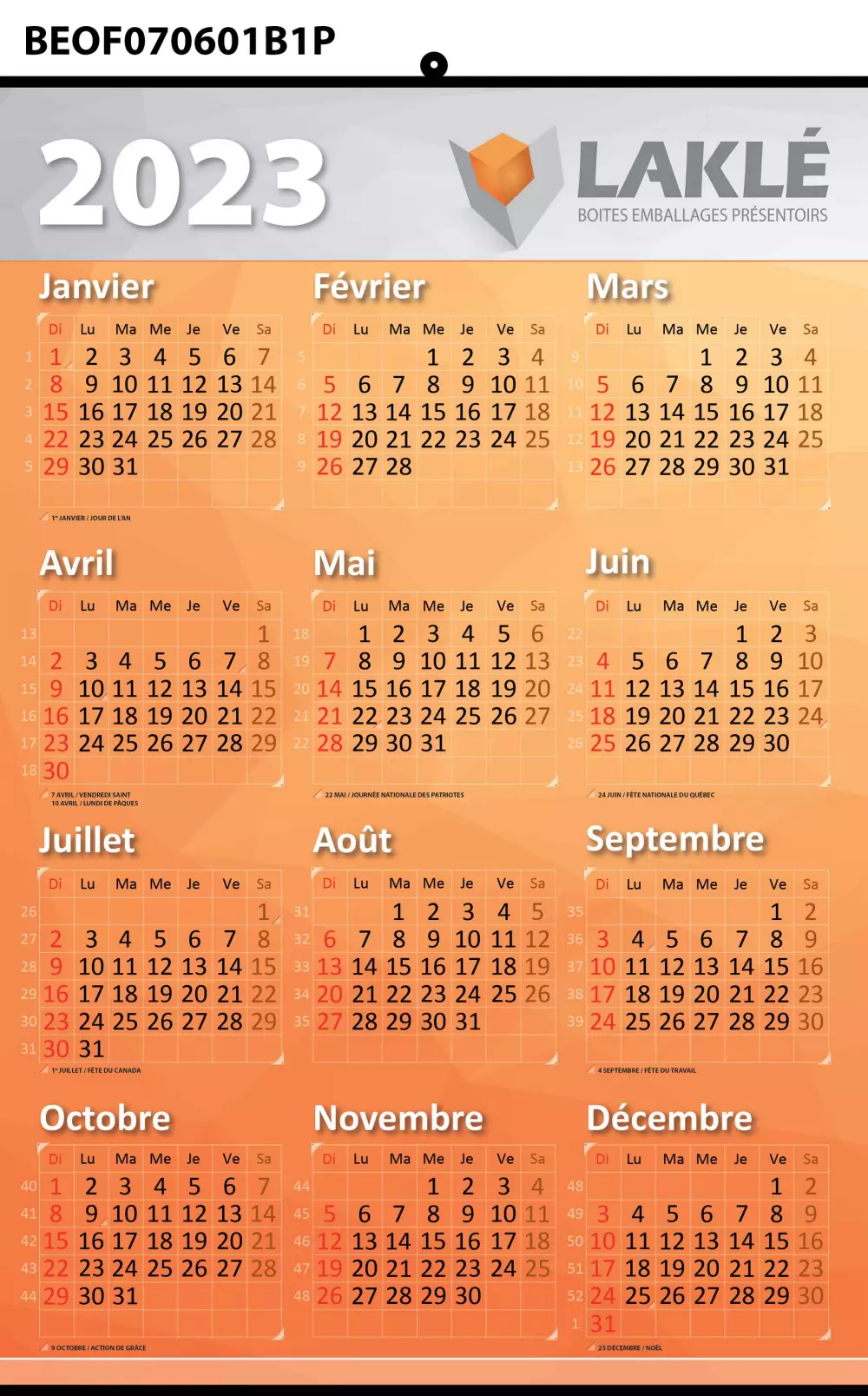 Calendrier personnalisé