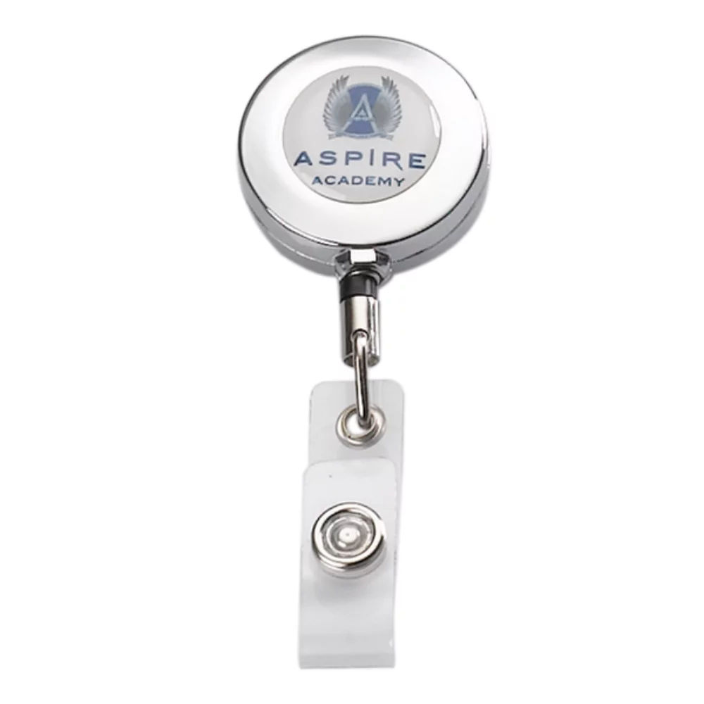 1 1/4" Metal Retractable Round Badge Reel w/Belt Clip
