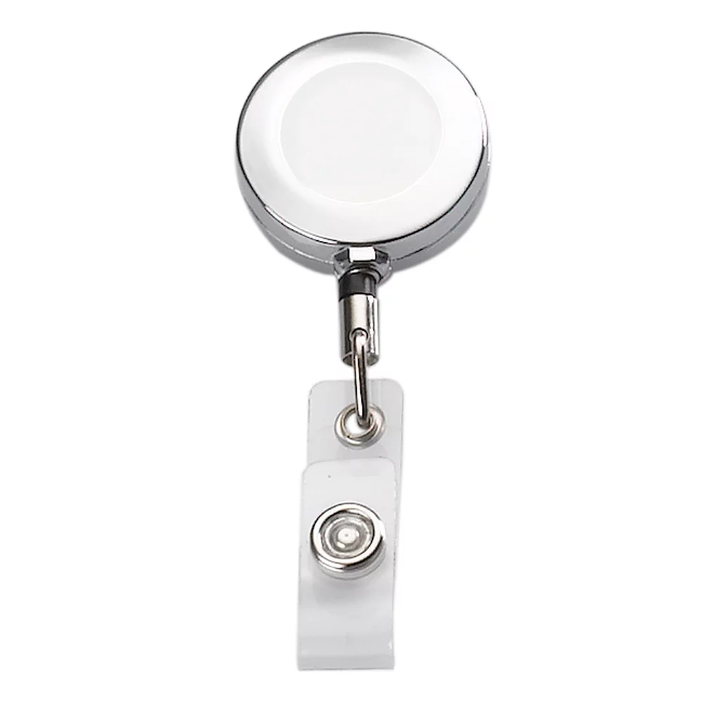 1 1/4" Metal Retractable Round Badge Reel w/Belt Clip