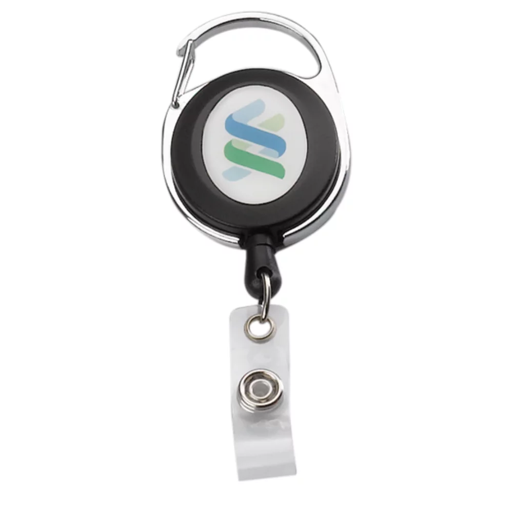 Metal Oval Retractable Badge Reel w/Carabiner