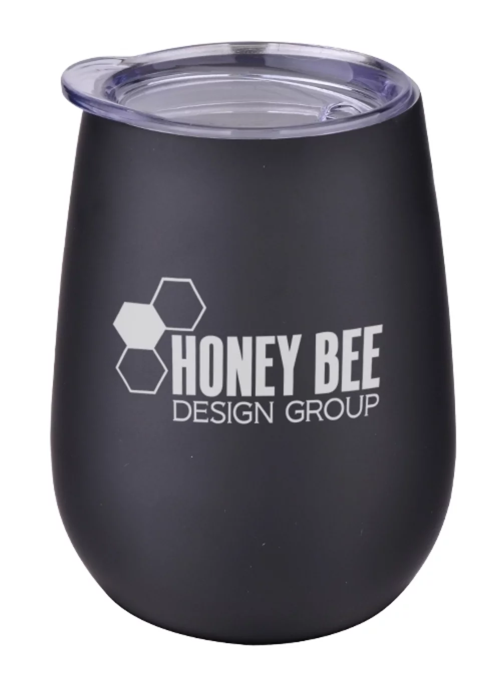 Nassau 10oz stainless steel tumbler with clear lid black satin finish