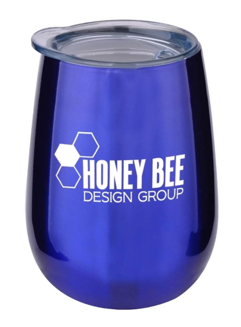 Gobelet en acier inoxydable Nassau de 10 oz avec couvercle transparent bleu brillant
