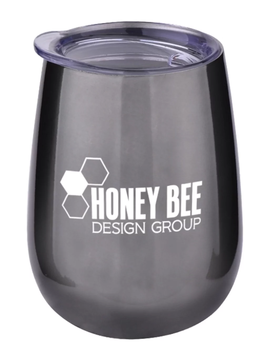 Tasse en acier inoxydable Nassau de 10 oz avec couvercle transparent gris brillant