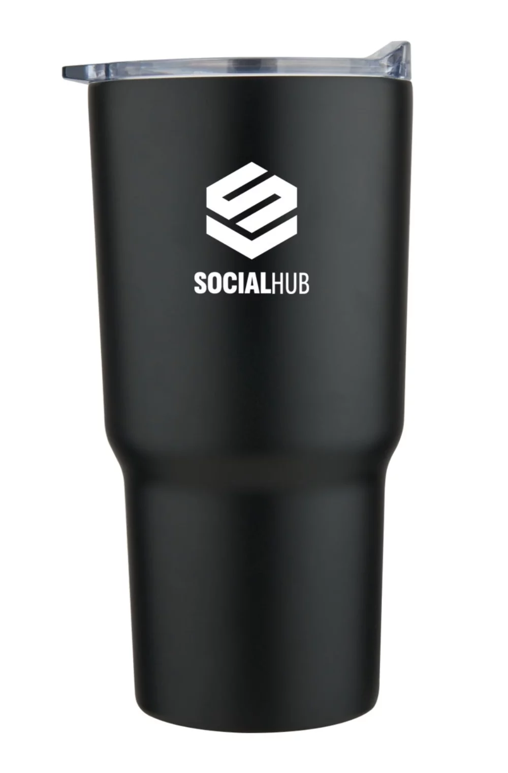 Minto 20oz double wall stainless steel mug with push on lid, black