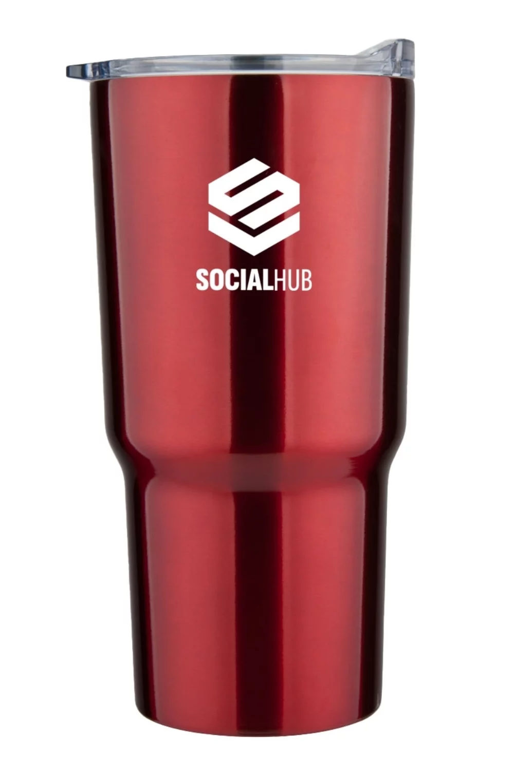 Minto 20oz double wall stainless steel mug with push on lid, red
