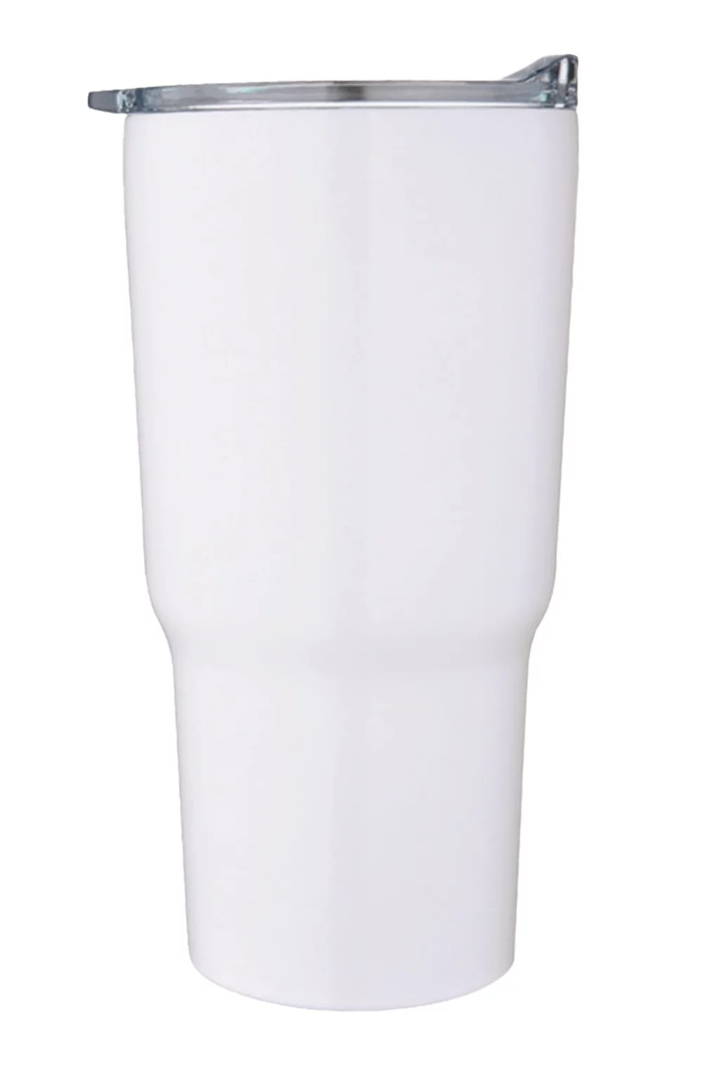 Minto 20oz double wall stainless steel mug with push on lid, white