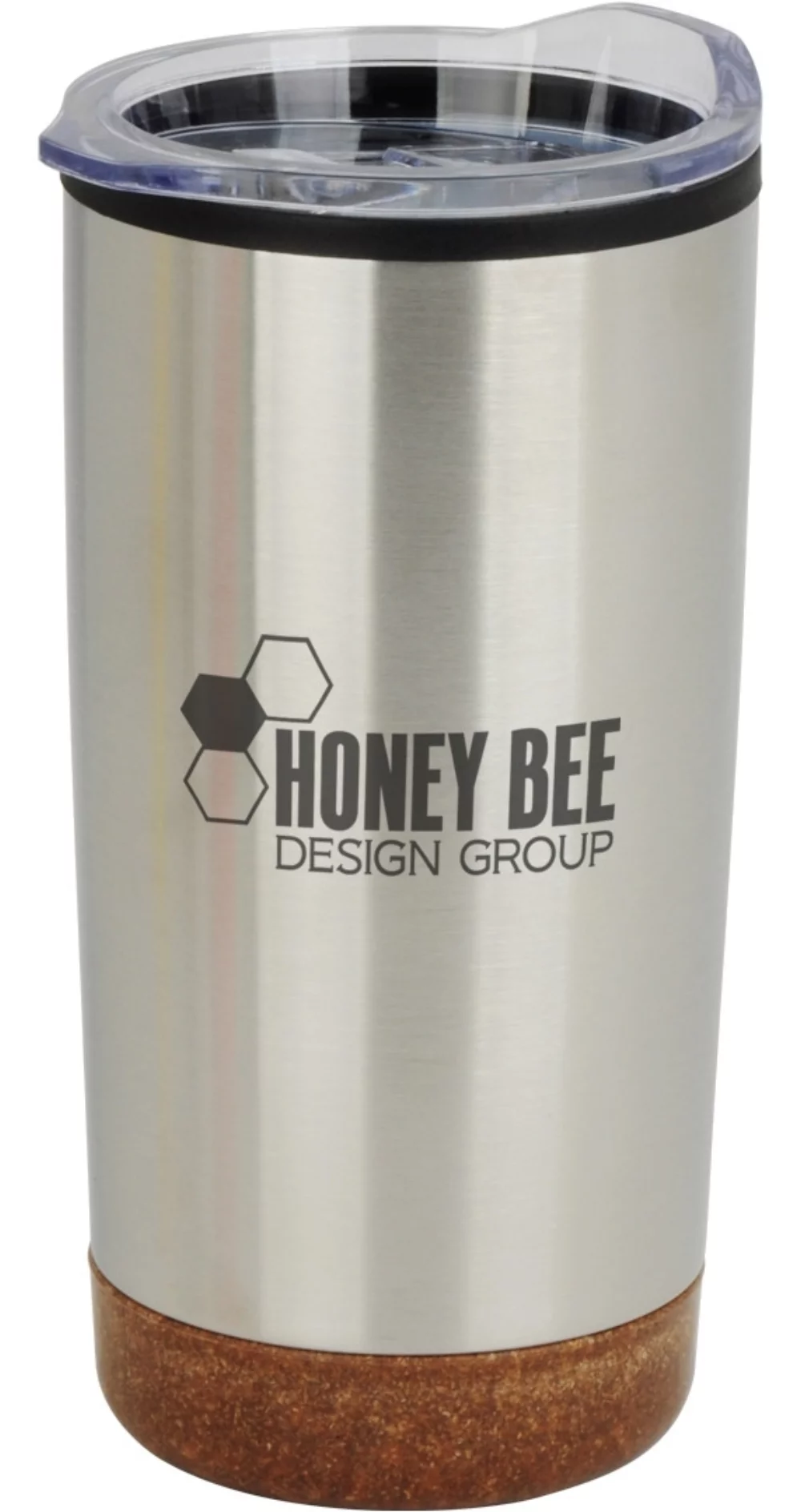 Gobelet Nanaimo en acier inoxydable/Polypropylène de 20 oz avec couvercle transparent, argent.