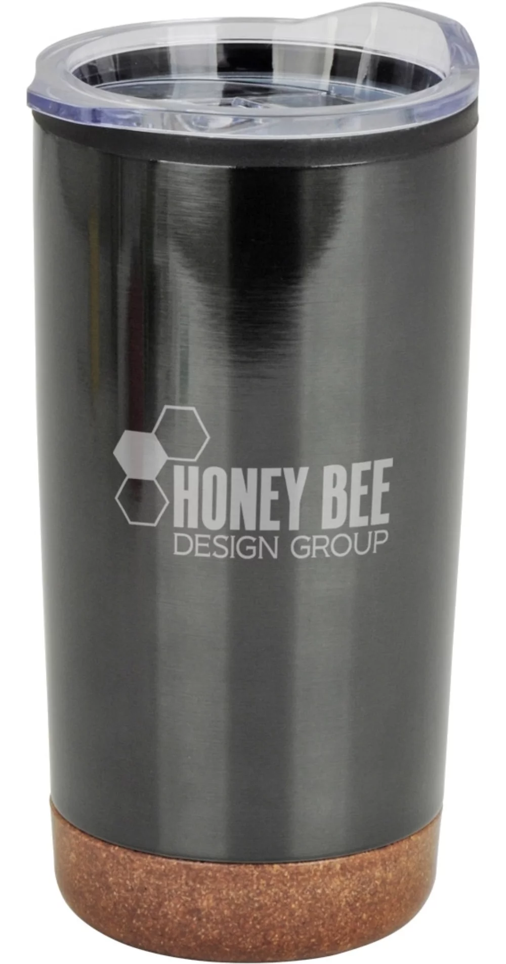Tasse en acier inoxydable/Polypropylène Nanaimo de 20 oz avec couvercle transparent gris.