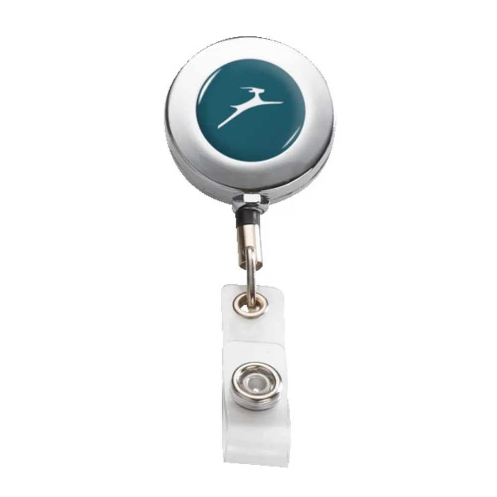 Médaillon rétractable en métal importé avec clip de ceinture