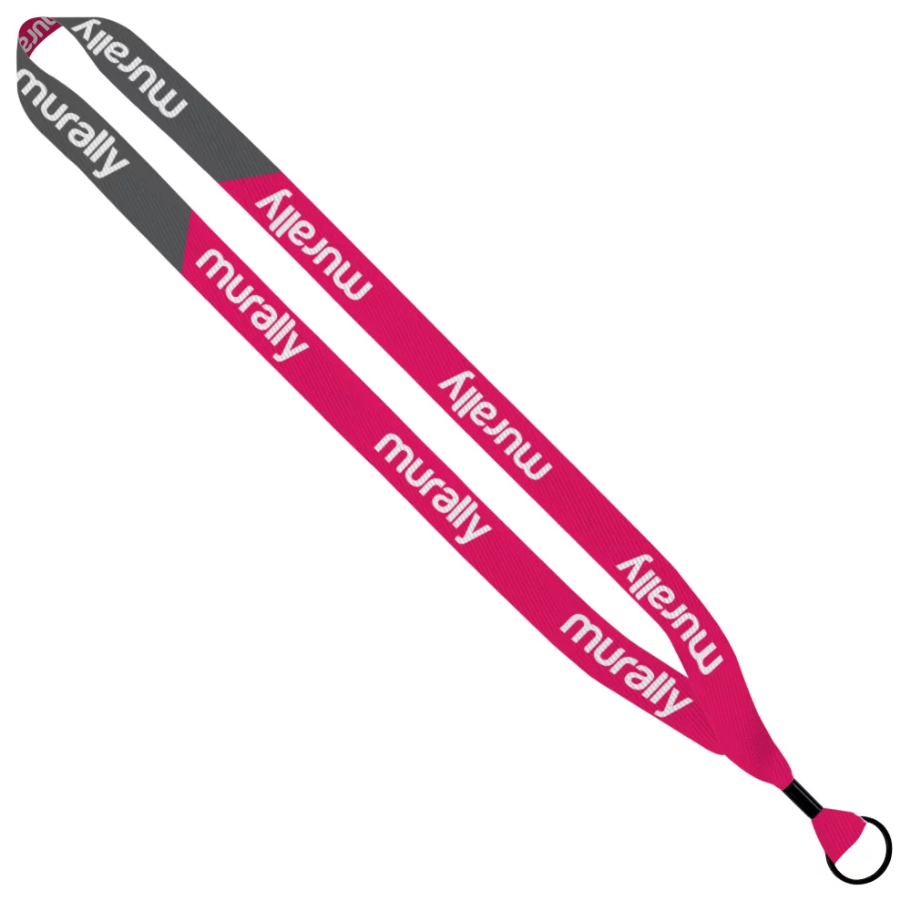 3/4" Recycled Dye-Sublimated Waffle Weave Lanyard w/ Metal Crimp & Split-Ring