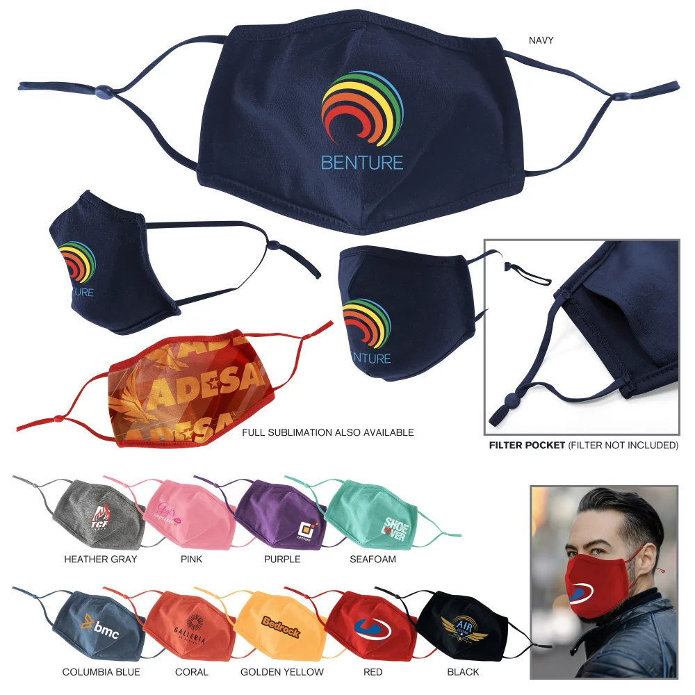 Masque facial protecteur en coton 100% ajusté